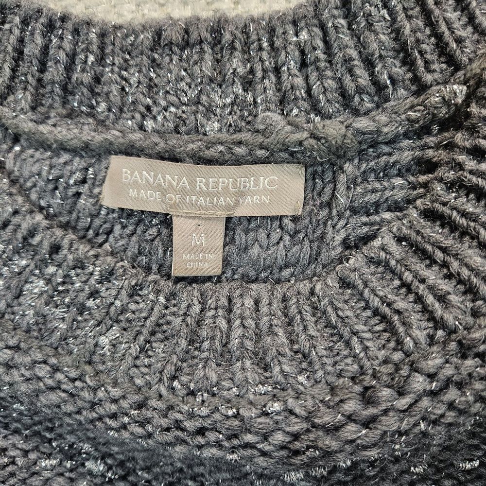 Banana Republic Sweater Womens Medium Open Cross‎ Back Shimmer Career Corporate - Picture 3 of 6
